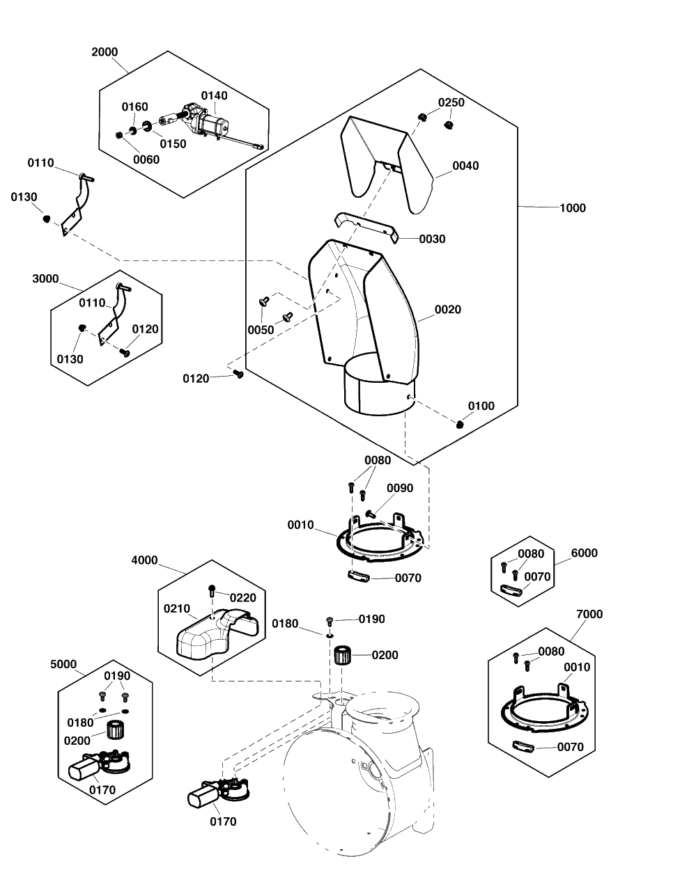 Discharge Chute Group Diagram and Parts List for H1728E (1696951-00)(2020) Briggs and Stratton Snow Blower